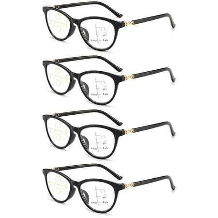 4 Pairs Progressive Multifocal Reading Glasses Blue Light Blocking Readers Cat Eye Women
