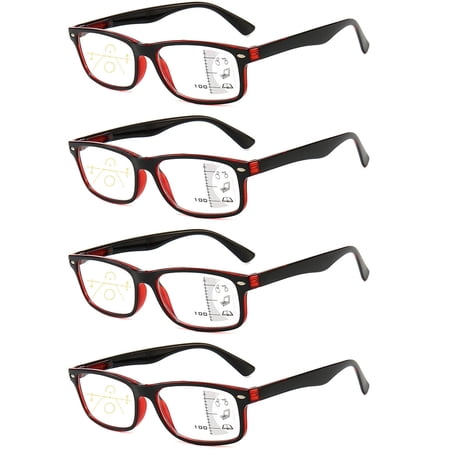 4 Pairs Progressive Multifocus Reading Glasses Blue Light Blocking Readers