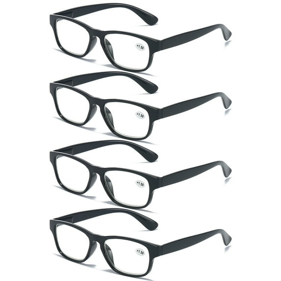 4 Pairs Reading Glasses Blue Blocking Rectangle Presbyopic Glasses Spring Hinge Readers