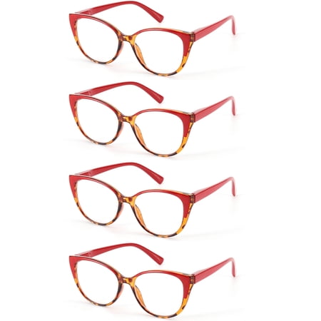 4 Pairs Reading Glasses Blue Light Blocking Cat Eye for Womens Readers