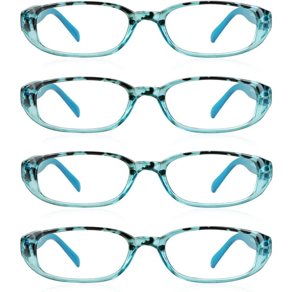 4 Pairs Reading Glasses, Blue Light Blocking Glasses, Computer Reading Glasses for Women and Men, Fashion Rectangle Eyewear Frame(4 Blue, +2.75 Magnification)