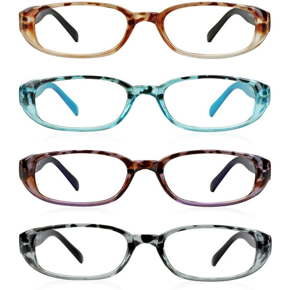 4 Pairs Reading Glasses, Blue Light Blocking Glasses, Computer Reading Glasses for Women and Men, Fashion Rectangle Eyewear Frame(4 Colors, +2.25 Magnification)