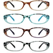 4 Pairs Reading Glasses, Blue Light Blocking Glasses, Computer Reading Glasses for Women and Men, Fashion Rectangle Eyewear Frame(4 Colors, +2.50 Magnification)