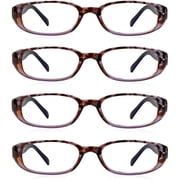 4 Pairs Reading Glasses, Blue Light Blocking Glasses, Computer Reading Glasses for Women and Men, Fashion Rectangle Eyewear Frame(4 Purple, +2.75 Magnification)