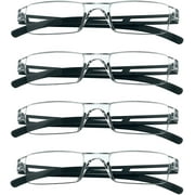 LIFEART 4 Pairs Reading Glasses, Blue Light Blocking Glasses, Computer Reading Glasses for Women and Men, Fashion Rectangle Eyewear Frame(4 Black, +1.00 Magnification)