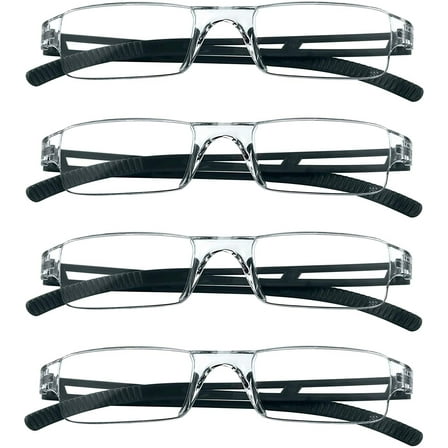 4 Pairs Reading Glasses, Blue Light Blocking Glasses, Computer Reading Glasses for Women and Men, Fashion Rectangle Eyewear Frame(4 Black, +1.00 Magnification)