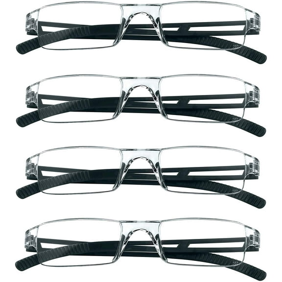 4 Pairs Reading Glasses, Blue Light Blocking Glasses, Computer Reading Glasses for Women and Men, Fashion Rectangle Eyewear Frame(4 Black, +3.50 Magnification)