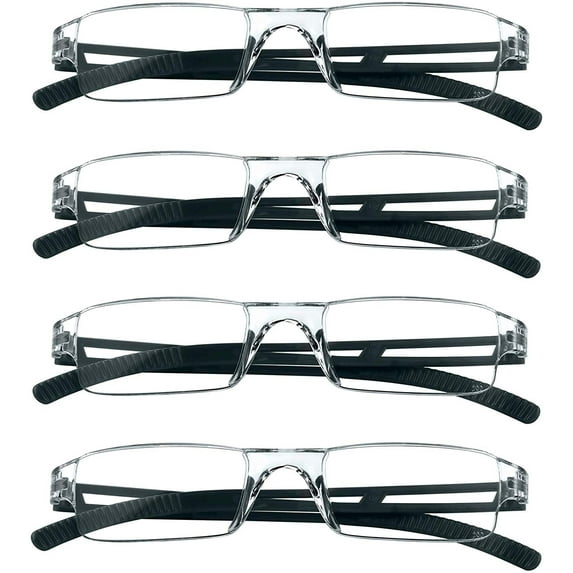 4 Pairs Reading Glasses, Blue Light Blocking Glasses, Computer Reading Glasses for Women and Men, Fashion Rectangle Eyewear Frame(4 Black, +3.75 Magnification)