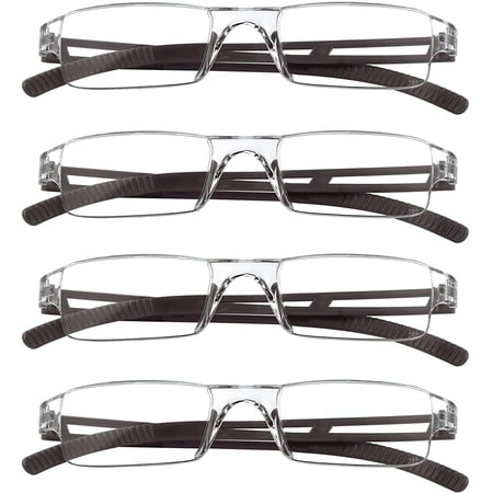 4 Pairs Reading Glasses, Blue Light Blocking Glasses, Computer Reading Glasses for Women and Men, Fashion Rectangle Eyewear Frame(4 Brown, +1.00 Magnification)