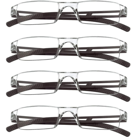 4 Pairs Reading Glasses, Blue Light Blocking Glasses, Computer Reading Glasses for Women and Men, Fashion Rectangle Eyewear Frame(4 Brown, 1.00 Magnification)