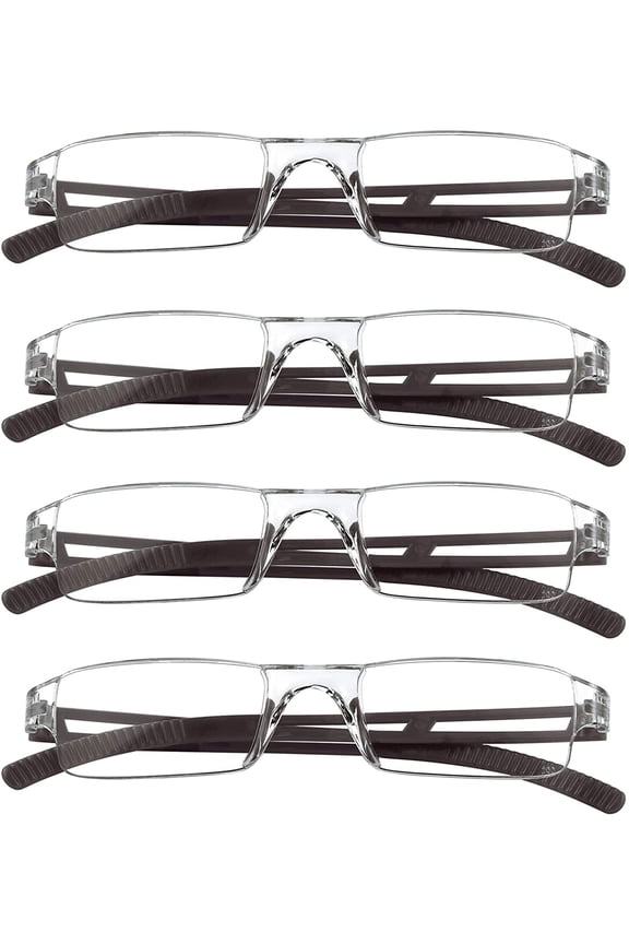 4 Pairs Reading Glasses, Blue Light Blocking Glasses, Computer Reading Glasses for Women and Men, Fashion Rectangle Eyewear Frame(4 Brown, +1.25 Magnification)