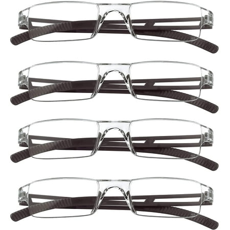 4 Pairs Reading Glasses, Blue Light Blocking Glasses, Computer Reading Glasses for Women and Men, Fashion Rectangle Eyewear Frame(4 Brown, +1.50 Magnification)