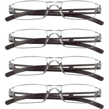4 Pairs Reading Glasses, Blue Light Blocking Glasses, Computer Reading Glasses for Women and Men, Fashion Rectangle Eyewear Frame(4 Brown,  3.25 Magnification)