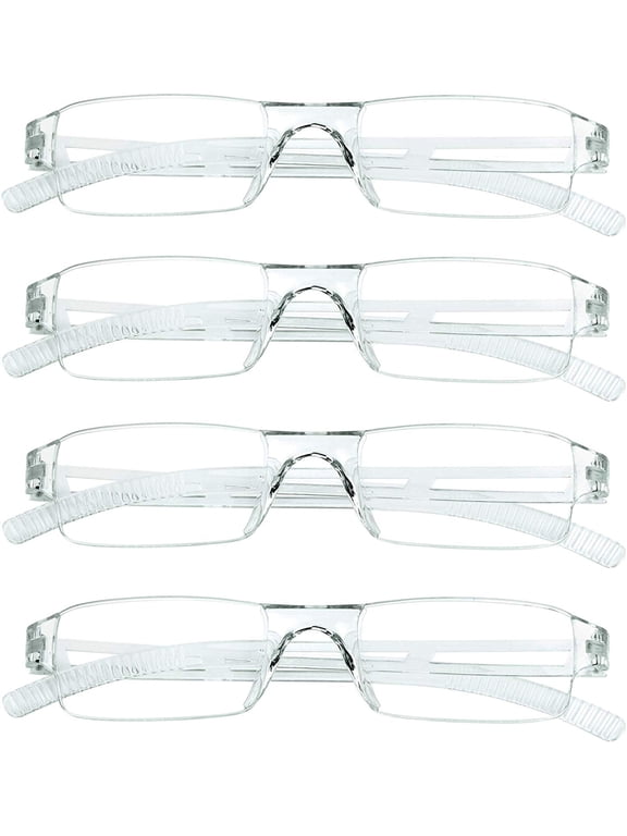 4 Pairs Reading Glasses, Blue Light Blocking Computer Glasses for Women and Men, Fashion Rectangle Eyewear Frame(4 Clear, +1.00 Magnification)