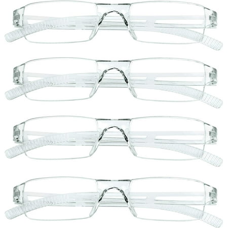 4 Pairs Reading Glasses, Blue Light Blocking Glasses, Computer Reading Glasses for Women and Men, Fashion Rectangle Eyewear Frame(4 Clear, +2.25 Magnification)