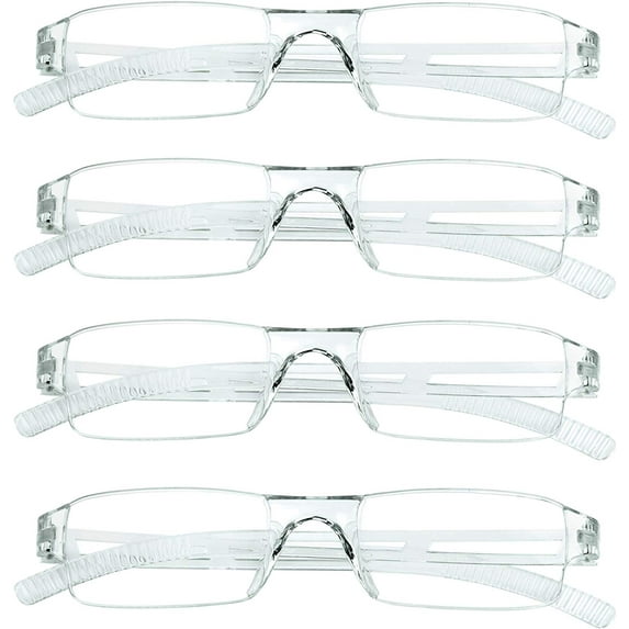 4 Pairs Reading Glasses, Blue Light Blocking Glasses, Computer Reading Glasses for Women and Men, Fashion Rectangle Eyewear Frame(4 Clear, +2.75 Magnification)
