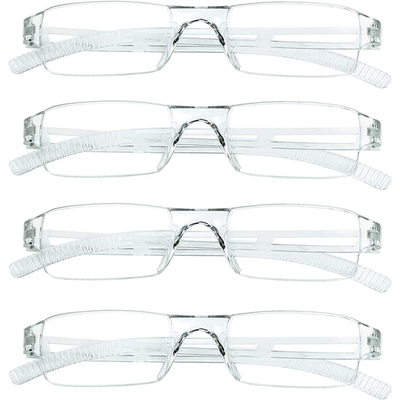 4 Pairs Reading Glasses, Blue Light Blocking Computer Glasses for Women and Men, Fashion Rectangle Eyewear Frame(4 Clear, +3.25 Magnification)