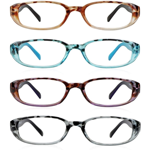 4 Pairs Reading Glasses, Blue Light Blocking Glasses, Computer Reading Glasses for Women and Men, Fashion Rectangle Eyewear Frame(4 Colors, +2.25 Magnification)