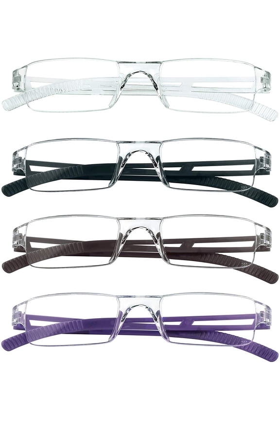 4 Pairs Reading Glasses, Blue Light Blocking Glasses, Computer Reading Glasses for Women and Men, Fashion Rectangle Eyewear Frame(4 Colors, +2.75 Magnification)