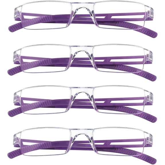 4 Pairs Reading Glasses, Blue Light Blocking Computer Glasses for Women and Men, Fashion Rectangle Eyewear Frame(4 Purple, +2.75 Magnification)