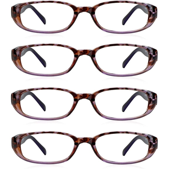 4 Pairs Reading Glasses, Blue Light Blocking Glasses, Computer Reading Glasses for Women and Men, Fashion Rectangle Eyewear Frame(4 Purple, +3.00 Magnification)