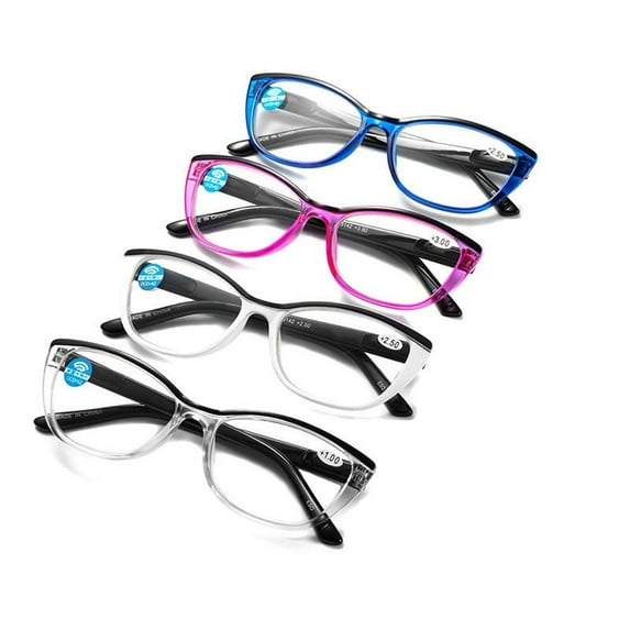 4 Pairs Reading Glasses Spring Hinges Readers Cat Eye For Womens