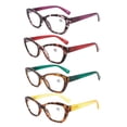 thumbnail image 1 of 4 Pairs Reading Glasses Spring Hinges Tortoise Readers Square Womens, 1 of 5