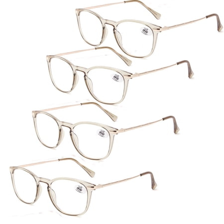 4 Pairs Reading Glasses Square Metal Glasses Frame Womens Readers +1.00 ~ 3.50
