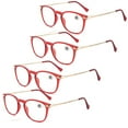 thumbnail image 1 of 4 Pairs Reading Glasses Square Metal Glasses Frame Womens Readers +1.00 ~ 3.50, 1 of 2