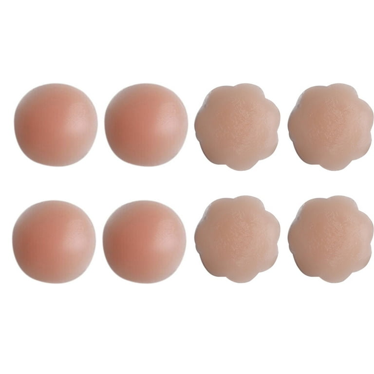 4 Pairs Reusable Self Adhesive Silicone Breast Nipple Cover Round