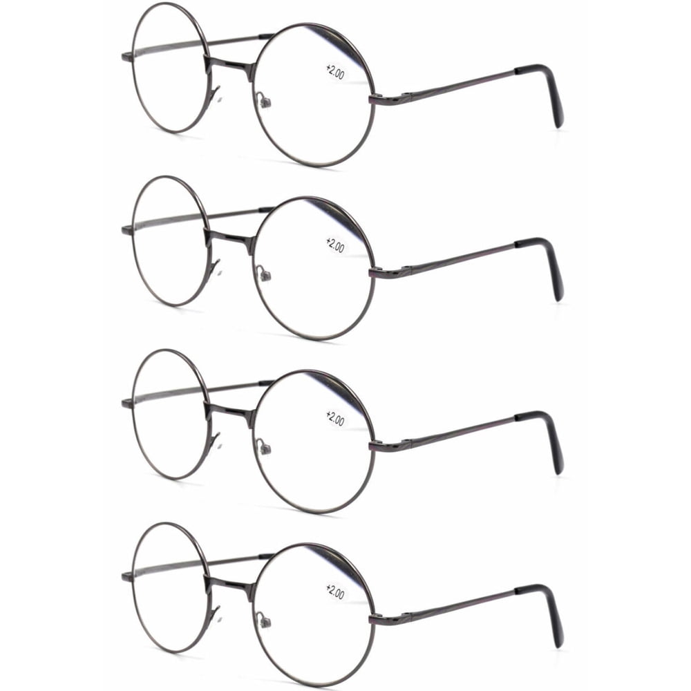 Metal Reeding 4 Pairs Round Reading Glasses Metal Readers Vintage Mens Womens ...