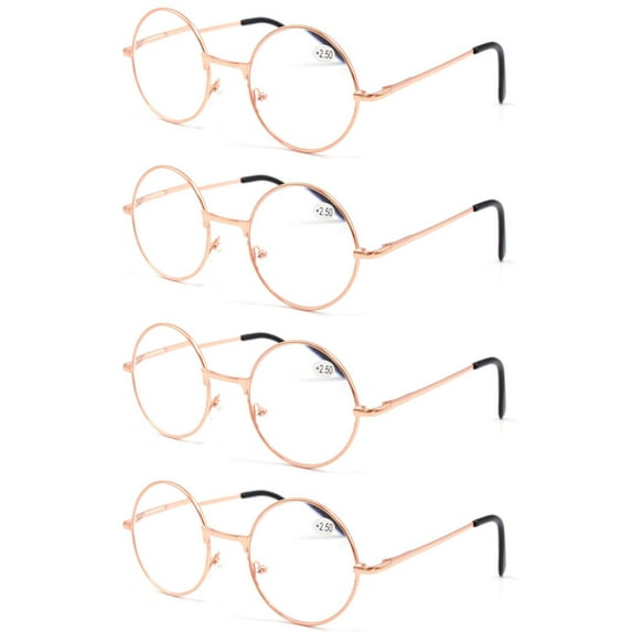 4 Pairs Round Reading Glasses Metal Readers Vintage Mens Womens
