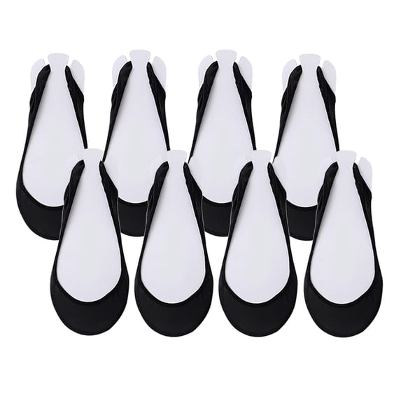 4 Pairs No Show Liner Socks for Women, Low Cut Cotton Nylon Boat Invisible Hidden Sock, Non Slip Footies for Flats, Loafers, Sneakers, Breathable Lightweight Daily Wear Black