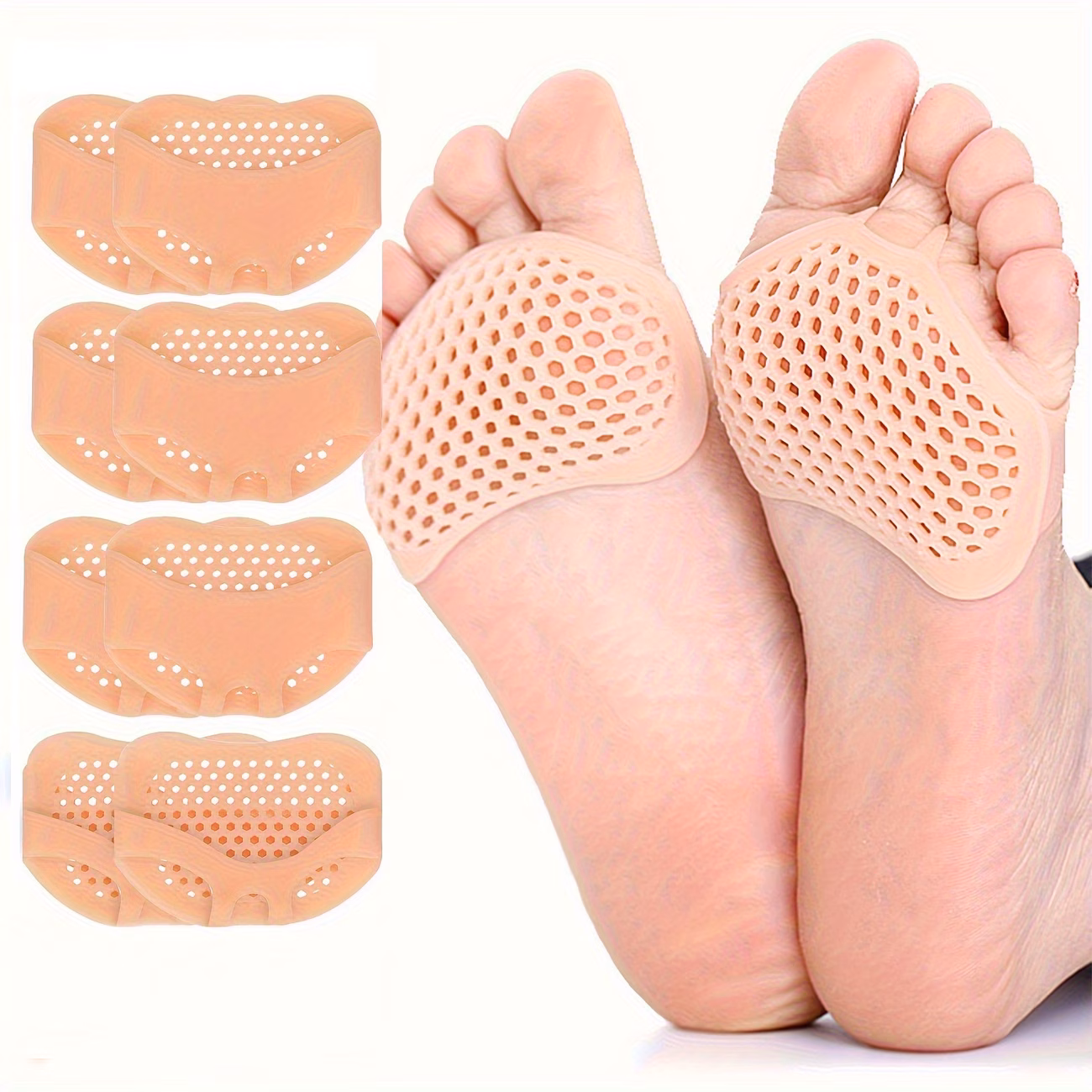 4 Pairs Silicone Soles, Comfortable Metatarsal Pads for High Heels, Front Foot Covers, Silicone Insoles for Men & Women
