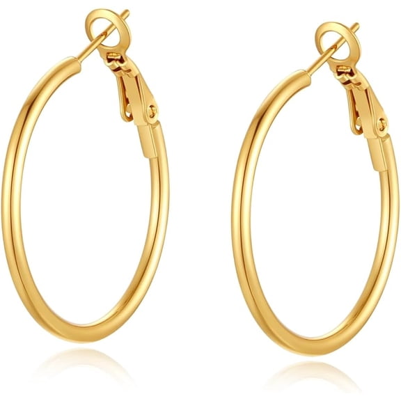 4 Pairs Silver Gold Hoop Earrings for Women | 14K Gold Plated Hoop Earrings Set Hypoallergenic Earring Lightweight Dangle Earrings Set