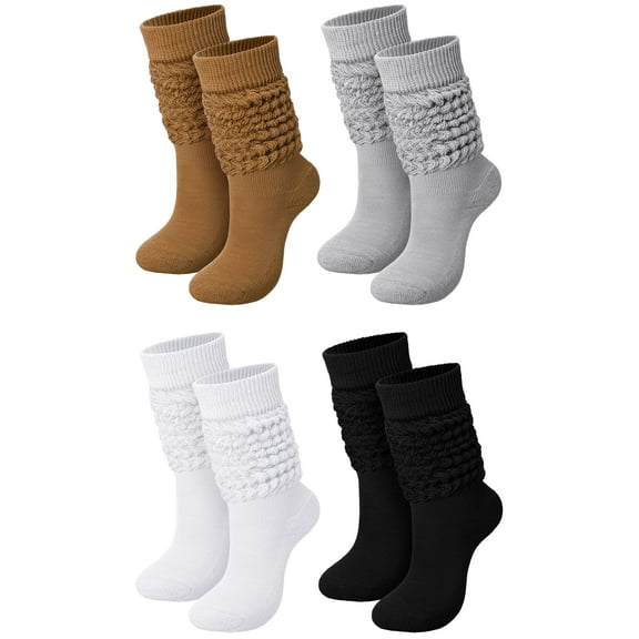 4 Pairs Slouch Socks for Women Bulk Stacked Boot 80s 90s Neon Slouch Knit Scrunchie Socks