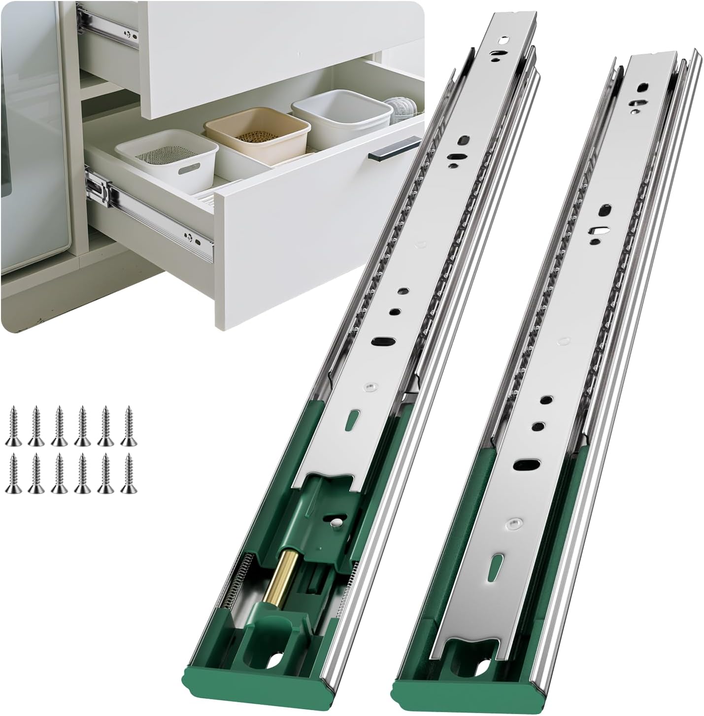 4 Pairs Soft Close Drawer Slides 22 Inch Full Extension Dresser Rails ...