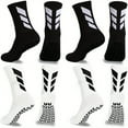 thumbnail image 1 of 4 Pairs Solid Grip Socks Soccer Sock with Arch Support, Anti Slip Yoga Grippy Training Long Tube Sports Socks, 1 of 6