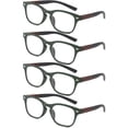 thumbnail image 1 of 4 Pairs Square Reading Glasses Wood Grain Spring Hinges Readers, 1 of 3