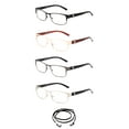 thumbnail image 1 of 4 Pairs - Squared Thin Frame Temple Reading Glasses with Landyard, +1.00,+1.25, +1.50, +1.75, +2.00, +2.50, +3.00, +350, 1 of 5