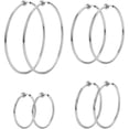 thumbnail image 1 of 4 Pairs Stainless Steel Clip On Hoop Earrings for Women Fake Hoop Earrings Spring Hoop Earrings For Non-Pierced Ears-Yomhary, 1 of 3