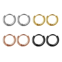 4 Pairs Stylish Men Ear Pendant Chic Round Earrings Stainless Steel Ear Jewelry