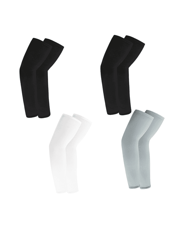 4 Pairs Sun Protection Arm Sleeves for Men & Women - Tattoo Cover Up Sports Compression Cooling Arm Sleeve