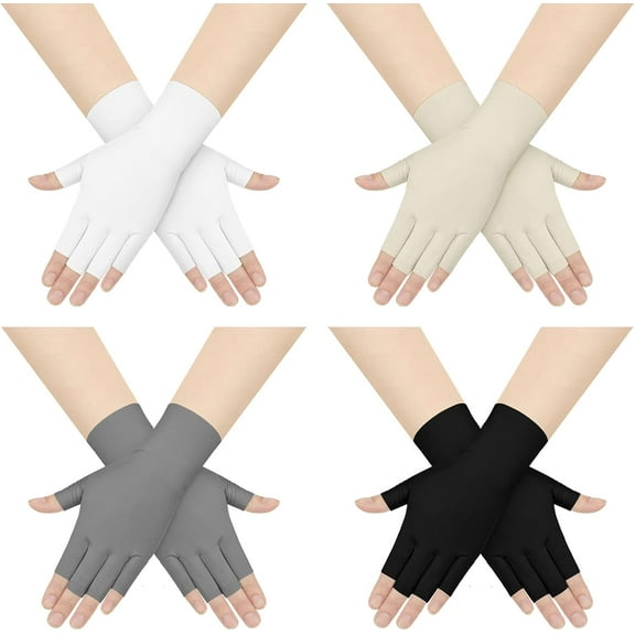 4 Pairs Sun Protection UV Gloves for Woman Half Finger Woman Touchscreen Gloves Fingerless Woman Sunblock Gloves Riding Gloves