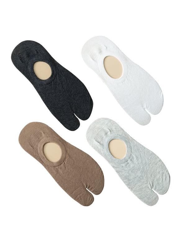 4 Pairs Tabi Socks Sports Cotton Boat Unisex Anti-slip Low Cut Ankle Two-finger Lovers