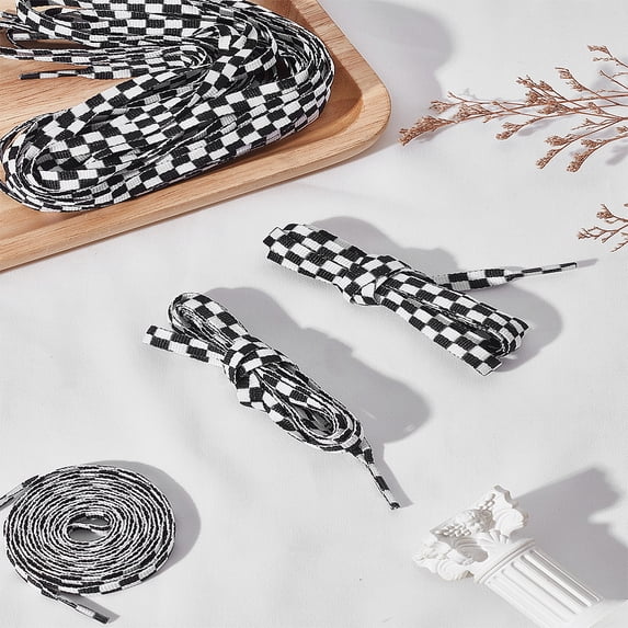 4 Pairs Tartan Pattern Polyester Cord Shoelace Two Tone for Shoe ...