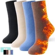 4 Pairs Thick Thermal Heated Socks for Women Extreme Cold Weather Winter Warm Socks Soft Cozy  Crew Socks with Gifts Box