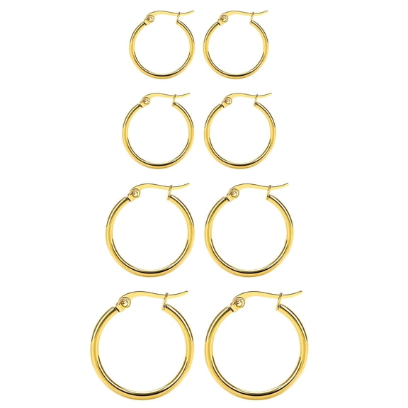 4 Pairs Titanium Hoop Earrings for Sensitive Ears Hypoallergenic Pure Titanium Earrings for Women Men G23 Lightweight Small Huggie Hoop Earrings Set 12MM 15MM 20MM 25MM