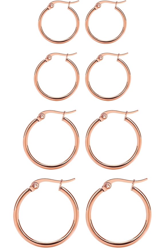 4 Pairs Titanium Hoop Earrings for Ears Pure Titanium Earrings for Women Men G23 Lightweight Small Huggie Hoop Earrings Set 12MM 15MM 20MM 25MM