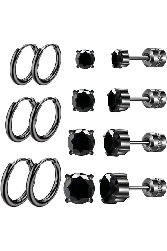 4 Pairs Titanium Hypoallergenic Earrings for Sensitive Ears,Rainbow 5A Cubic Zirconia Screw Back Stud Earrings for Women Men Surgical Stainless Steel Double Side Earrings Piercing